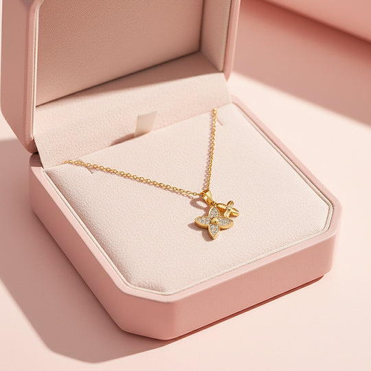 Floral Pendant Necklace | Gold/Silver | Luxe4442 - Luxe Necklace | Singapore Jewellery, Wedding Rings &amp; Gifts | Same Day Delivery | Tiara.com.sg