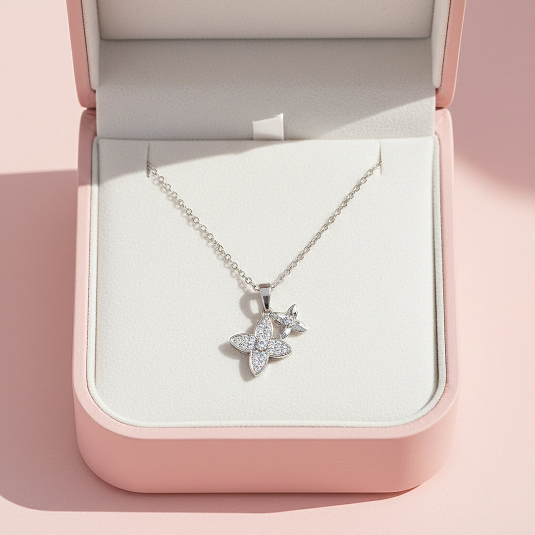 Floral Pendant Necklace | Gold/Silver | Luxe4442 - Luxe Necklace | Singapore Jewellery, Wedding Rings & Gifts | Same Day Delivery | Tiara.com.sg