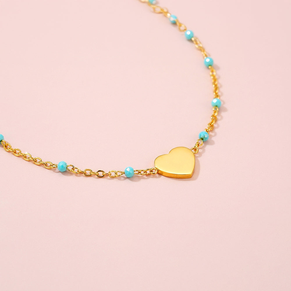 Heart Station Pendant Necklace | Gold | Luxe4456 - Luxe Necklace | Singapore Jewellery, Wedding Rings & Gifts | Same Day Delivery | Tiara.com.sg