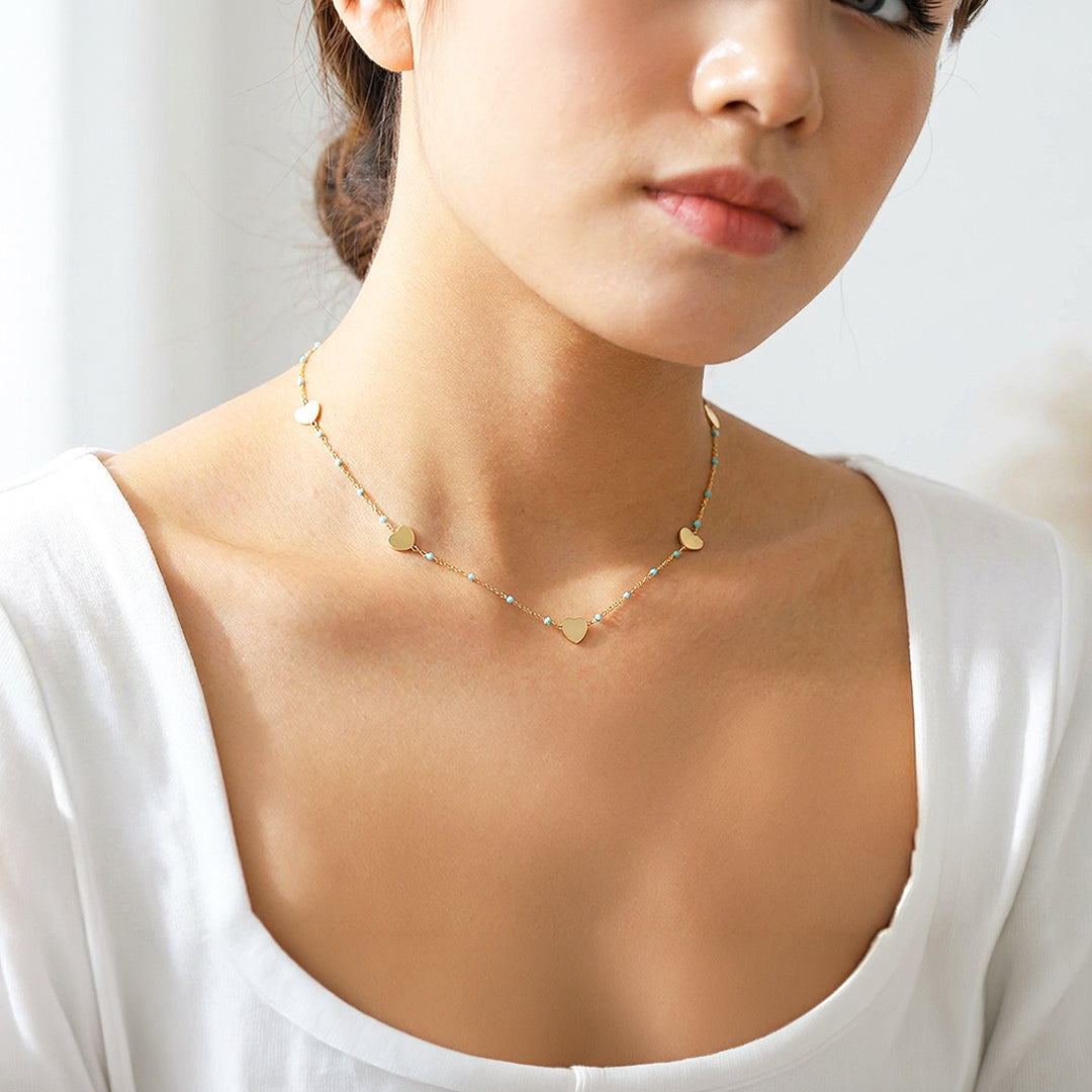 Heart Station Pendant Necklace | Gold | Luxe4456 - Luxe Necklace | Singapore Jewellery, Wedding Rings & Gifts | Same Day Delivery | Tiara.com.sg