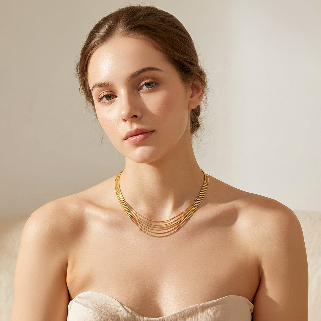 Multi-Layer Chain Pendant Necklace | Gold / Silver | Luxe4458 - Luxe Necklace | Singapore Jewellery, Wedding Rings &amp; Gifts | Same Day Delivery | Tiara.com.sg
