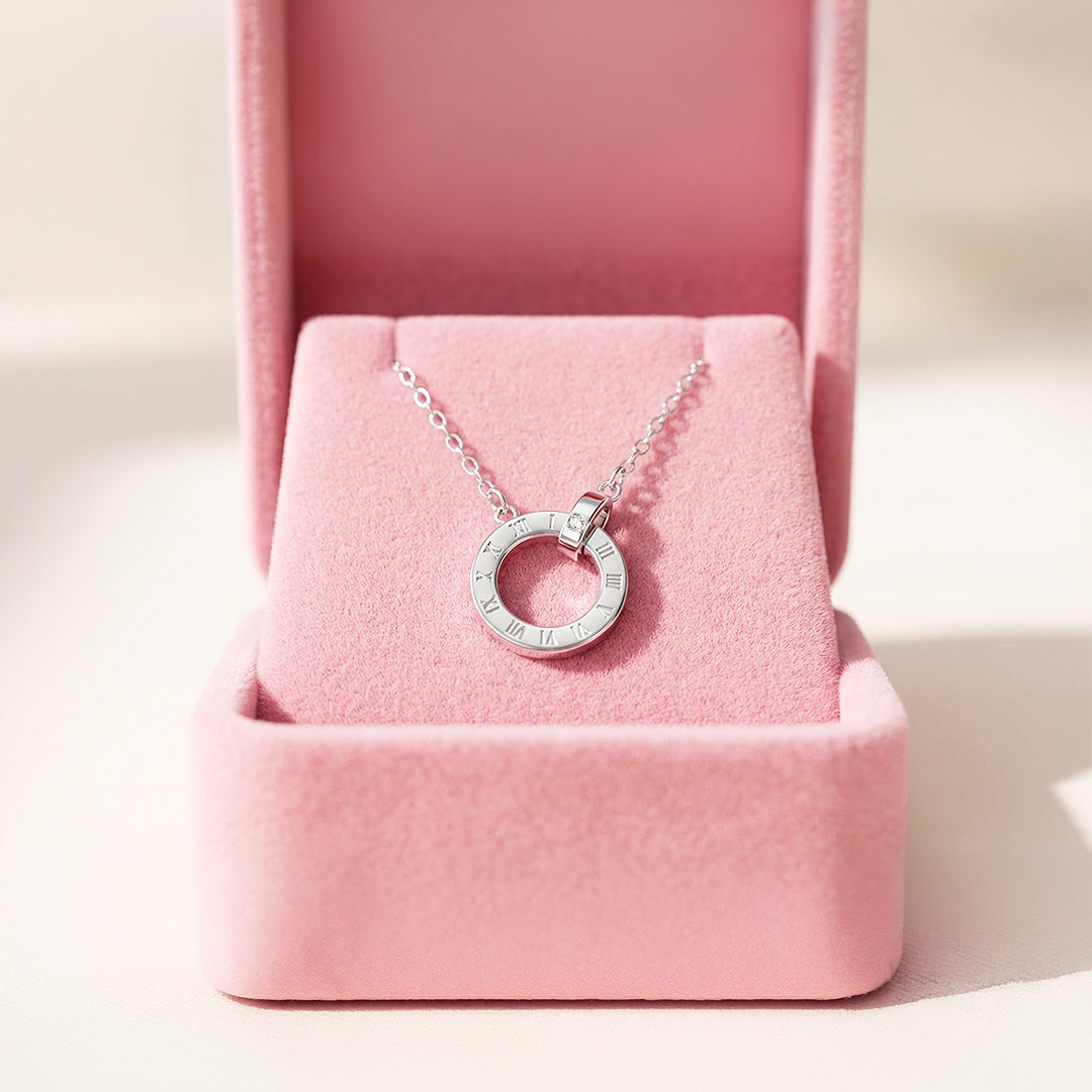 Roman Circle Pendant Necklace | White Gold | Luxe4460 - Luxe Necklace | Singapore Jewellery, Wedding Rings & Gifts | Same Day Delivery | Tiara.com.sg