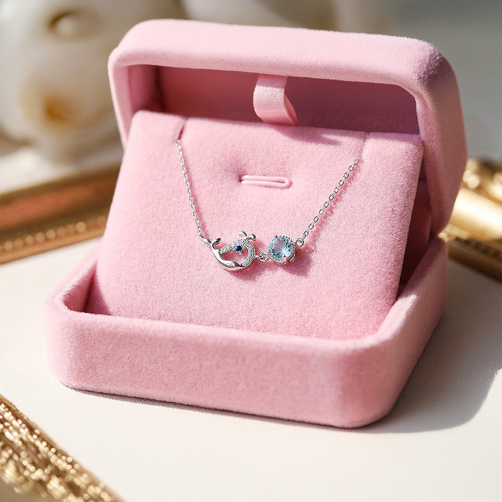 Whale & Moonstone Pendant Necklace | White Gold | Luxe4462 - Luxe Necklace | Singapore Jewellery, Wedding Rings & Gifts | Same Day Delivery | Tiara.com.sg