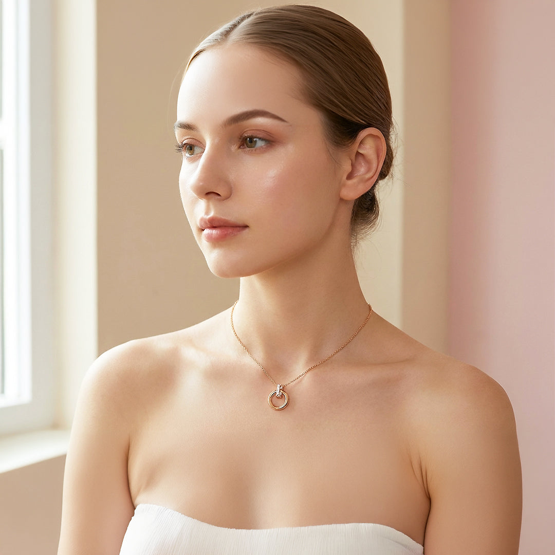 Circle Bar Pendant Necklace | Rose Gold | Luxe4464 - Luxe Necklace | Singapore Jewellery, Wedding Rings &amp; Gifts | Same Day Delivery | Tiara.com.sg