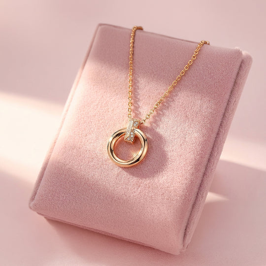 Circle Bar Pendant Necklace | Rose Gold | Luxe4464 - Luxe Necklace | Singapore Jewellery, Wedding Rings &amp; Gifts | Same Day Delivery | Tiara.com.sg