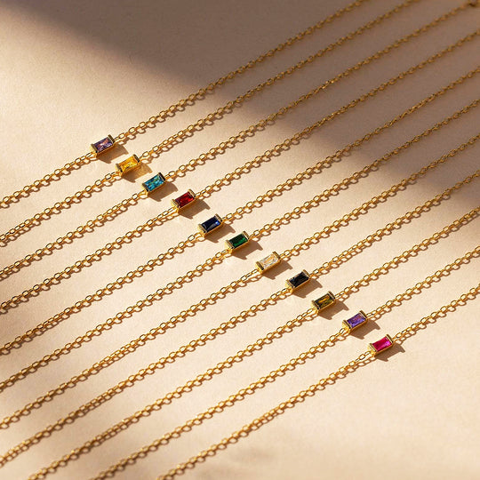 Baguette Birthstone Pendant Necklace | Gold | Luxe4472 - Luxe Necklace | Singapore Jewellery, Wedding Rings &amp; Gifts | Same Day Delivery | Tiara.com.sg