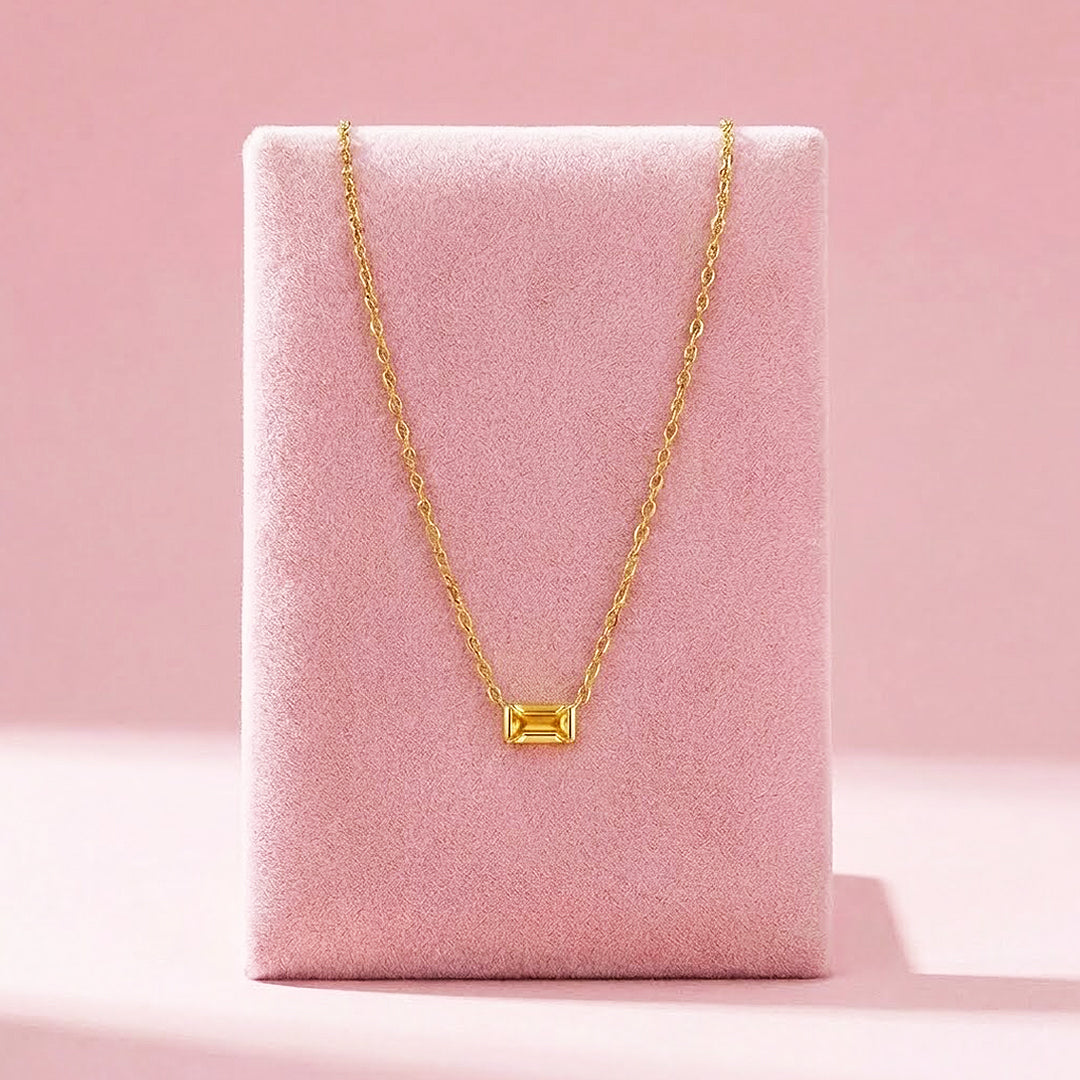 Baguette Birthstone Pendant Necklace | Gold | Luxe4472 - Luxe Necklace | Singapore Jewellery, Wedding Rings &amp; Gifts | Same Day Delivery | Tiara.com.sg
