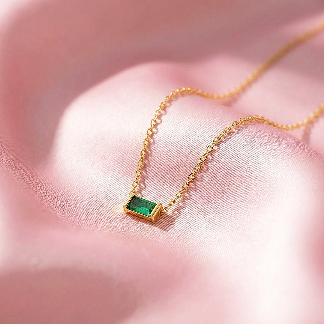 Baguette Birthstone Pendant Necklace | Gold | Luxe4472 - Luxe Necklace | Singapore Jewellery, Wedding Rings &amp; Gifts | Same Day Delivery | Tiara.com.sg