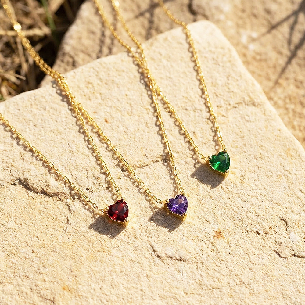 Heart-Cut Birthstone Pendant Necklace | Gold | Luxe4475 - Luxe Necklace | Singapore Jewellery, Wedding Rings & Gifts | Same Day Delivery | Tiara.com.sg