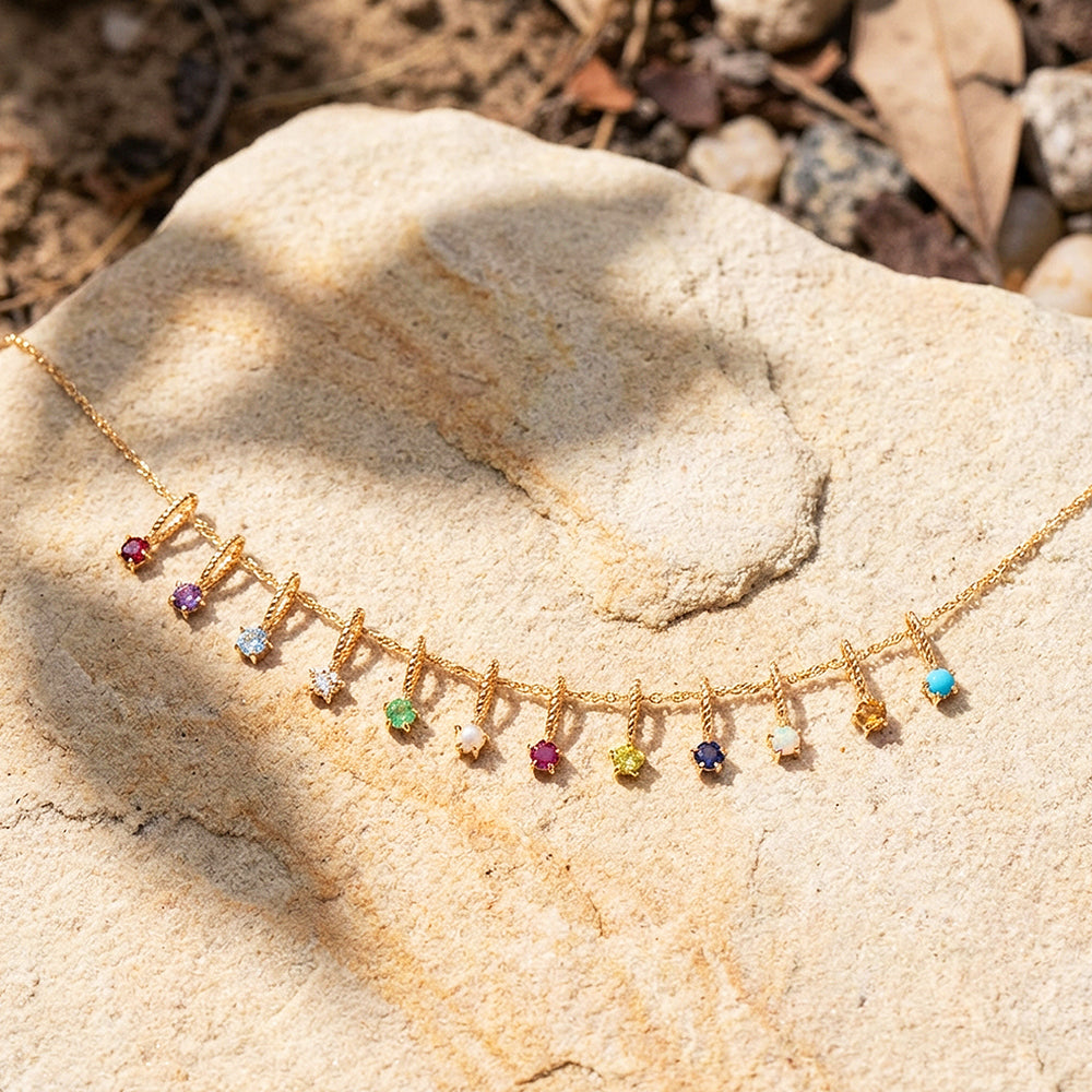 Birthstone Charm Drop Necklace | Gold | Luxe4344 - Luxe Necklace | Singapore Jewellery, Wedding Rings & Gifts | Same Day Delivery | Tiara.com.sg