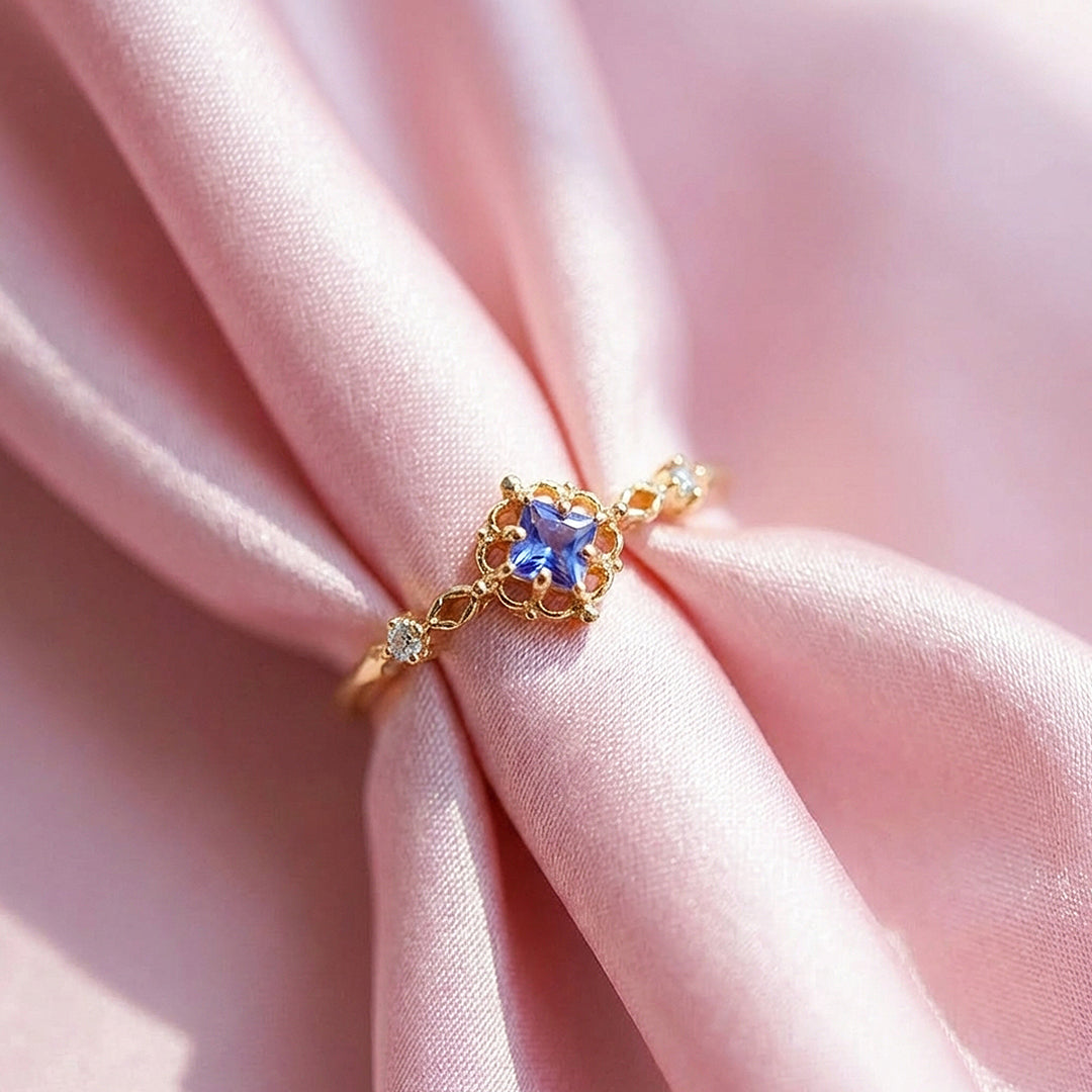 Princess-Cut Vintage Floral Jewelry Set | Gold &amp; Lavender | Luxe4477 - Luxe Necklace | Singapore Jewellery, Wedding Rings &amp; Gifts | Same Day Delivery | Tiara.com.sg
