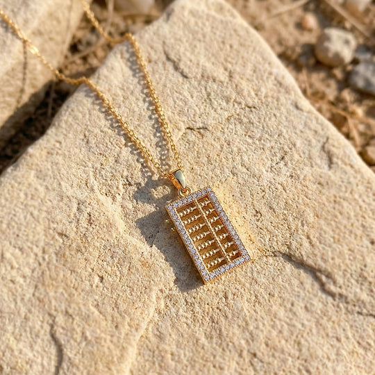 Abacus Pendant Necklace | Gold | Luxe4481 - Luxe Necklace | Singapore Jewellery, Wedding Rings &amp; Gifts | Same Day Delivery | Tiara.com.sg