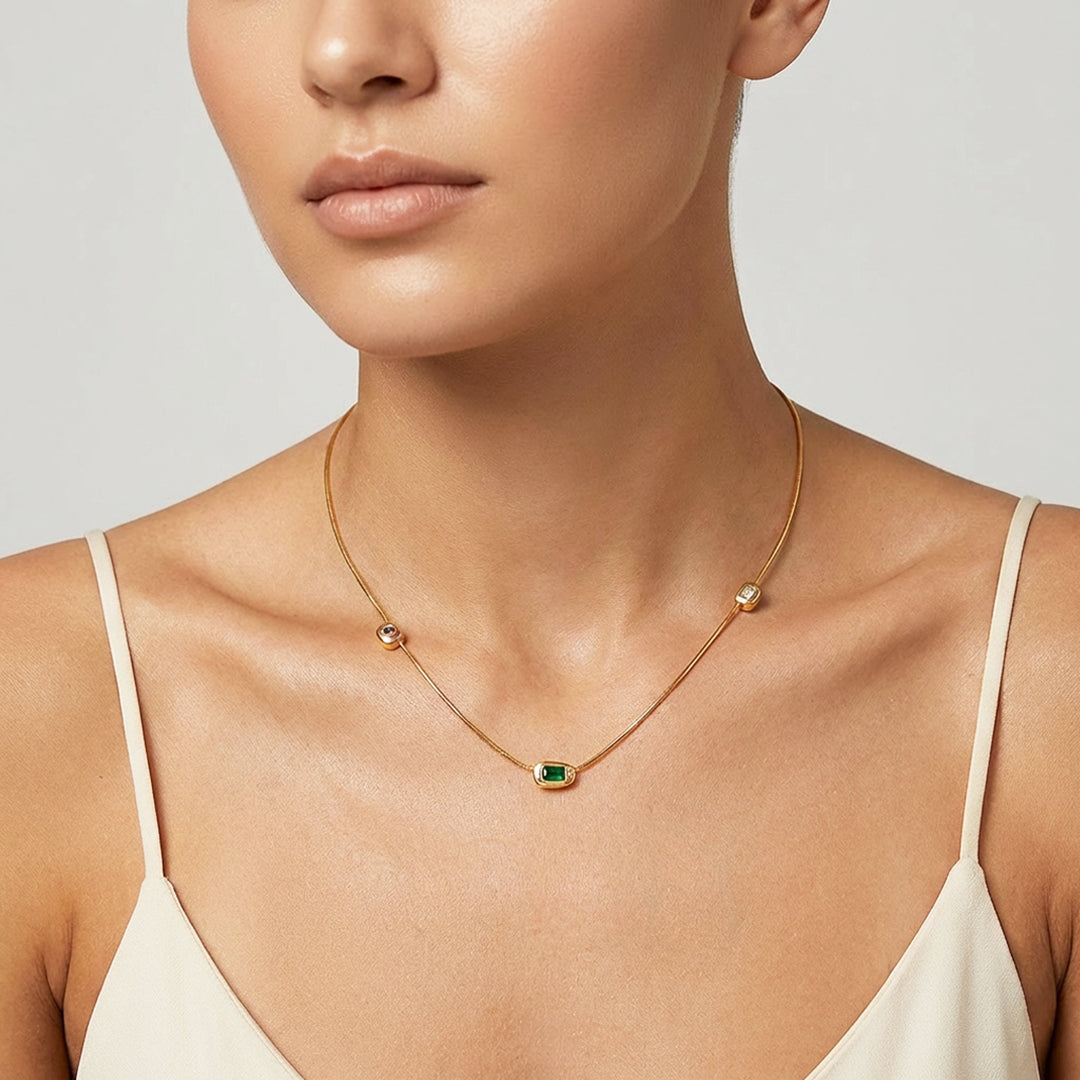 Triple Mixed-Cut Station Necklace | Gold | Luxe4485 - Luxe Necklace | Singapore Jewellery, Wedding Rings & Gifts | Same Day Delivery | Tiara.com.sg