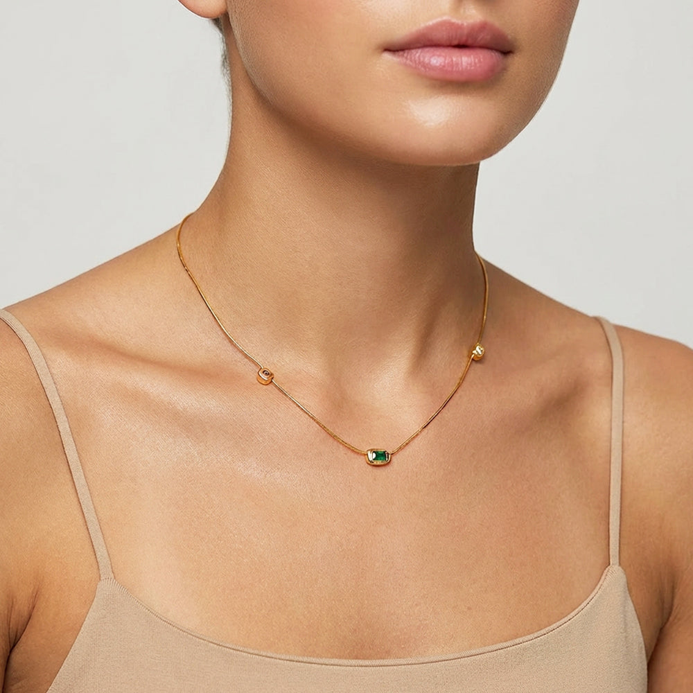 Triple Mixed-Cut Station Necklace | Gold | Luxe4485 - Luxe Necklace | Singapore Jewellery, Wedding Rings & Gifts | Same Day Delivery | Tiara.com.sg