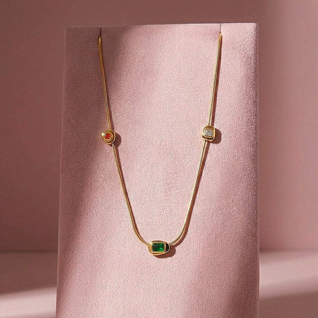 Triple Mixed-Cut Station Necklace | Gold | Luxe4485 - Luxe Necklace | Singapore Jewellery, Wedding Rings &amp; Gifts | Same Day Delivery | Tiara.com.sg