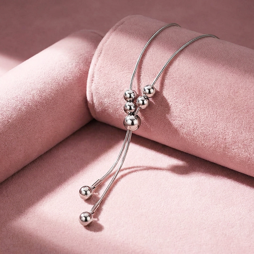 Beaded Y-Shape Slider Pendant Necklace | Silver &amp; Gold | Luxe4495 - Luxe Necklace | Singapore Jewellery, Wedding Rings &amp; Gifts | Same Day Delivery | Tiara.com.sg