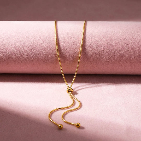 Snake Chain Slider Drop Pendant Necklace | Gold | Luxe4497 - Luxe Necklace | Singapore Jewellery, Wedding Rings &amp; Gifts | Same Day Delivery | Tiara.com.sg