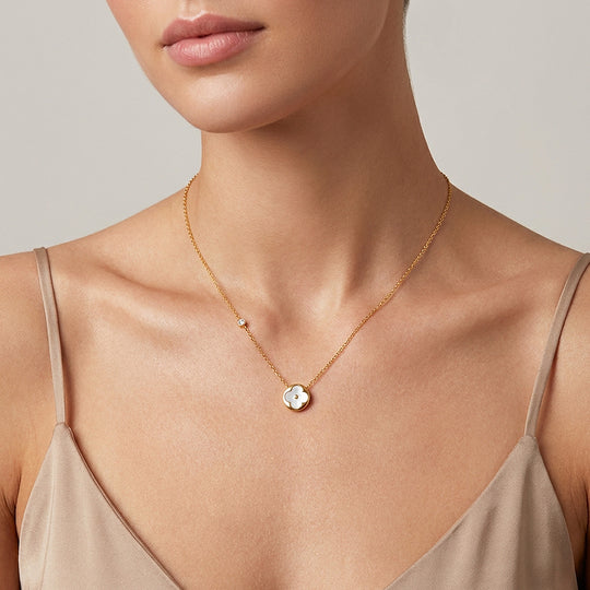 Clover Mother of Pearl Pendant Necklace | Gold | Luxe4498 - Luxe Necklace | Singapore Jewellery, Wedding Rings &amp; Gifts | Same Day Delivery | Tiara.com.sg