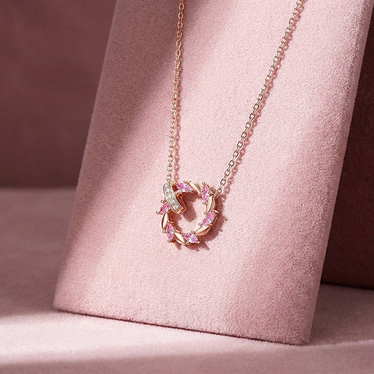 Marquise Petal Halo Pendant Necklace | Rose Gold | Luxe4499 - Luxe Necklace | Singapore Jewellery, Wedding Rings &amp; Gifts | Same Day Delivery | Tiara.com.sg