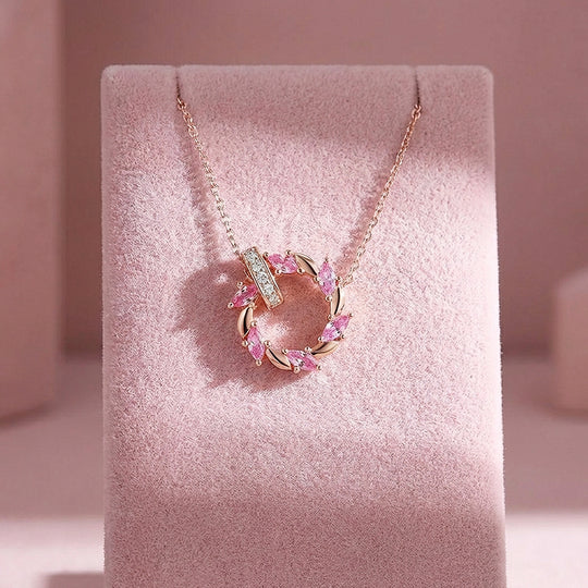 Marquise Petal Halo Pendant Necklace | Rose Gold | Luxe4499 - Luxe Necklace | Singapore Jewellery, Wedding Rings &amp; Gifts | Same Day Delivery | Tiara.com.sg