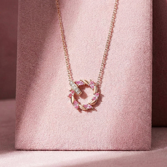 Marquise Petal Halo Pendant Necklace | Rose Gold | Luxe4499 - Luxe Necklace | Singapore Jewellery, Wedding Rings &amp; Gifts | Same Day Delivery | Tiara.com.sg