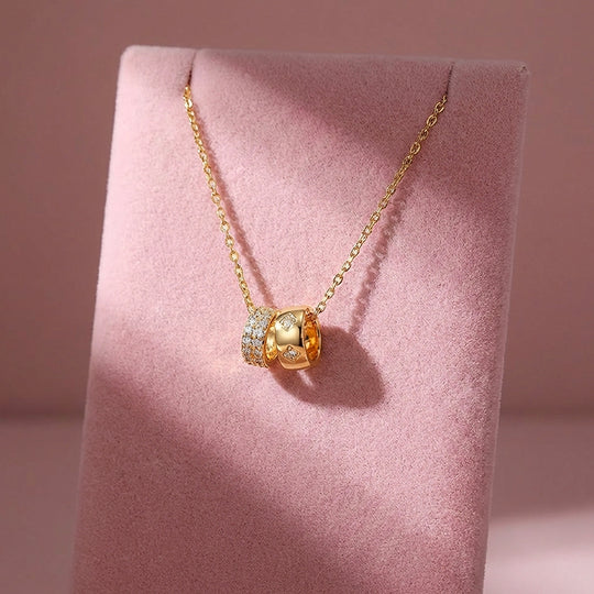 Dual Ring Pendant Necklace | Silver &amp; Gold | Luxe4500 - Luxe Necklace | Singapore Jewellery, Wedding Rings &amp; Gifts | Same Day Delivery | Tiara.com.sg