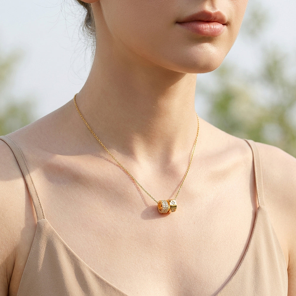 Dual Ring Pendant Necklace | Silver & Gold | Luxe4500 - Luxe Necklace | Singapore Jewellery, Wedding Rings & Gifts | Same Day Delivery | Tiara.com.sg