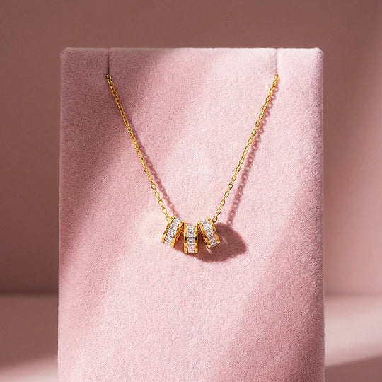 Triple Hoop Pendant Necklace | Silver &amp; Gold | Luxe4501 - Luxe Necklace | Singapore Jewellery, Wedding Rings &amp; Gifts | Same Day Delivery | Tiara.com.sg