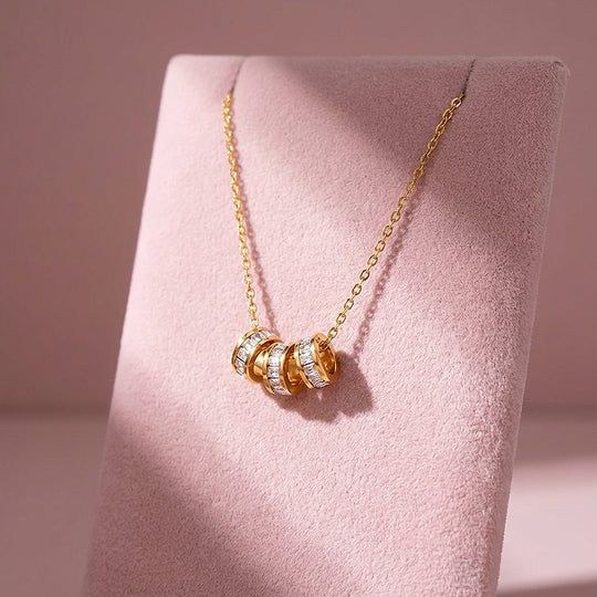 Triple Hoop Pendant Necklace | Silver &amp; Gold | Luxe4501 - Luxe Necklace | Singapore Jewellery, Wedding Rings &amp; Gifts | Same Day Delivery | Tiara.com.sg
