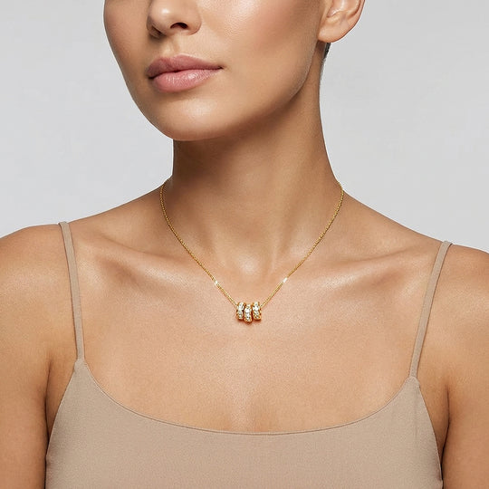 Triple Hoop Pendant Necklace | Silver &amp; Gold | Luxe4501 - Luxe Necklace | Singapore Jewellery, Wedding Rings &amp; Gifts | Same Day Delivery | Tiara.com.sg
