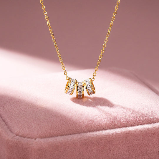 Triple Hoop Pendant Necklace | Silver &amp; Gold | Luxe4501 - Luxe Necklace | Singapore Jewellery, Wedding Rings &amp; Gifts | Same Day Delivery | Tiara.com.sg
