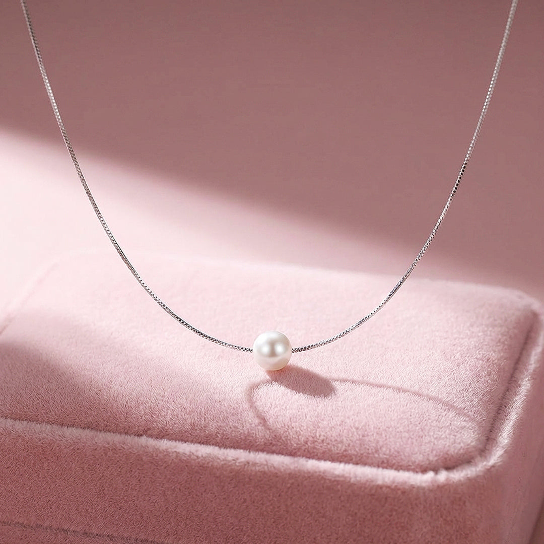Floating Pearl Pendant Necklace | Silver | Luxe4502 - Luxe Necklace | Singapore Jewellery, Wedding Rings &amp; Gifts | Same Day Delivery | Tiara.com.sg
