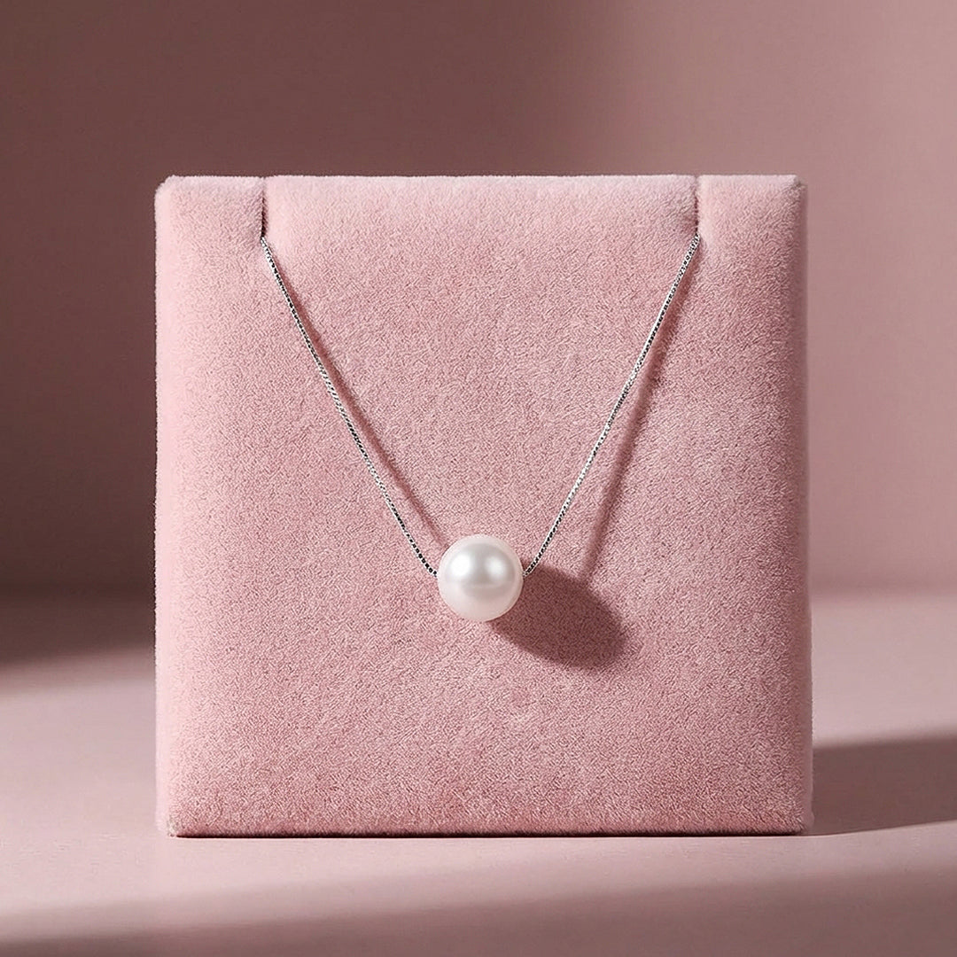 Floating Pearl Pendant Necklace | Silver | Luxe4502 - Luxe Necklace | Singapore Jewellery, Wedding Rings &amp; Gifts | Same Day Delivery | Tiara.com.sg