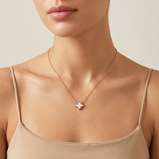 Star Mother-of-Pearl Pendant Necklace | Rose Gold | Luxe4503 - Luxe Necklace | Singapore Jewellery, Wedding Rings &amp; Gifts | Same Day Delivery | Tiara.com.sg