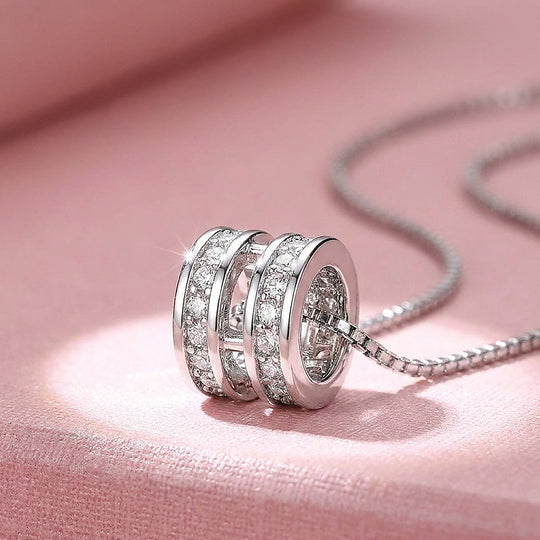 Triple Band Barrel Pendant Necklace | Luxe4514