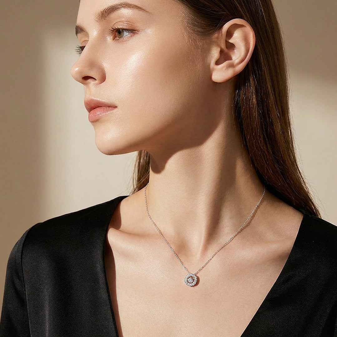 Sunburst Floral Halo Pendant Necklace | Luxe4515