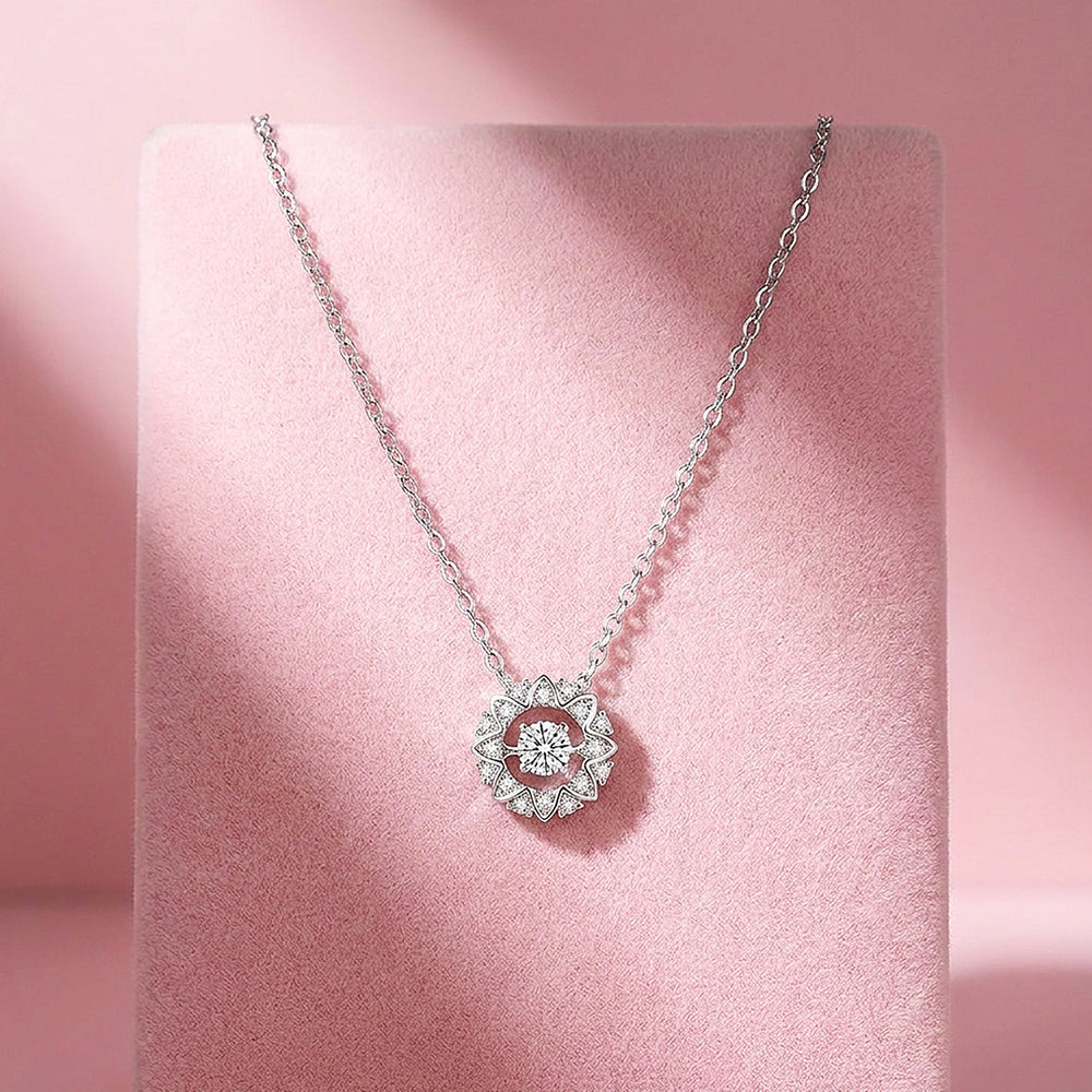 Sunburst Floral Halo Pendant Necklace | Luxe4515