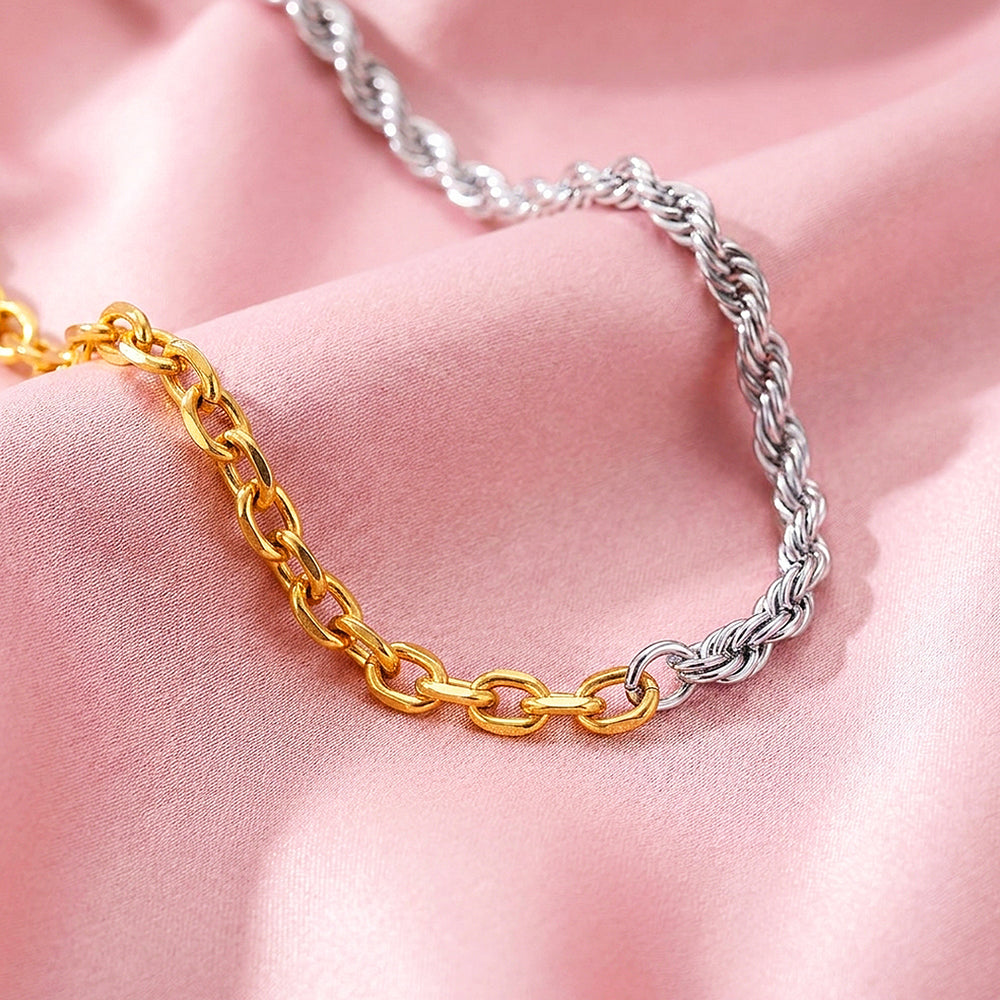 Two-Tone Rope & Link Chain Necklace | Luxe4521