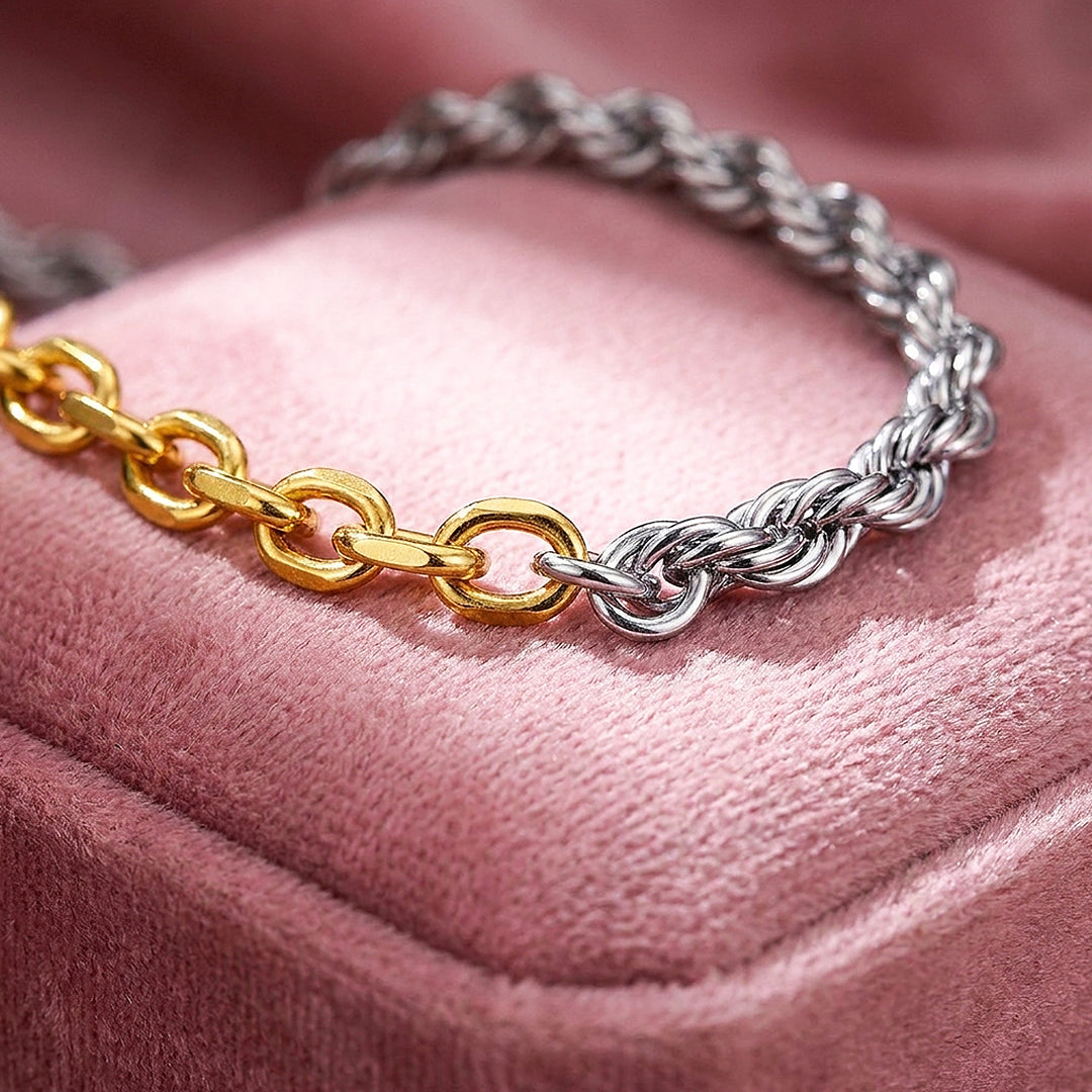 Two-Tone Rope &amp; Link Chain Necklace | Luxe4521
