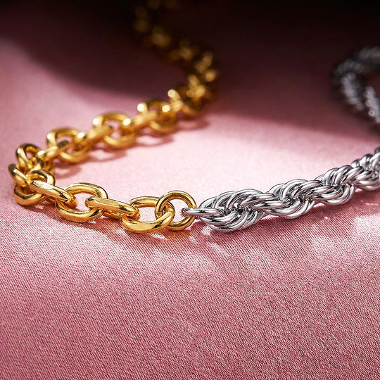 Two-Tone Rope &amp; Link Chain Necklace | Luxe4521
