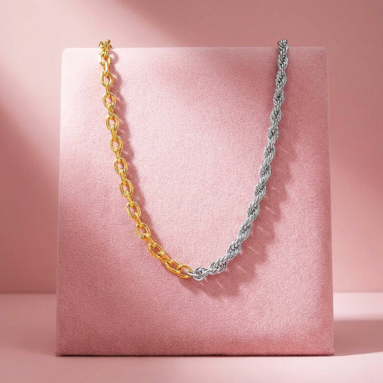 Two-Tone Rope &amp; Link Chain Necklace | Luxe4521