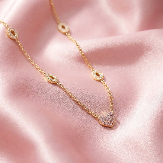 Pavé Heart Station Necklace | Luxe4531