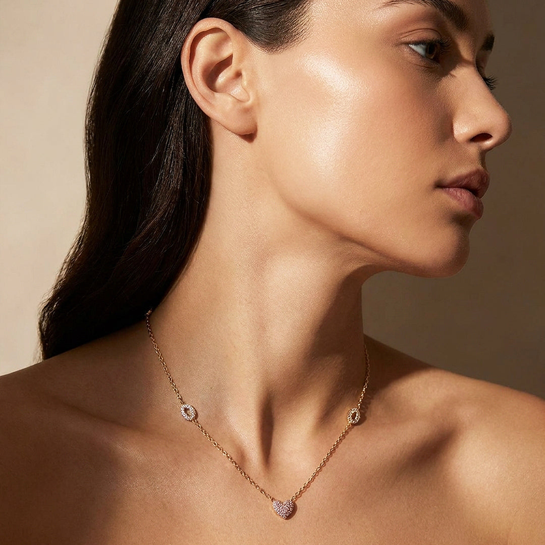 Pavé Heart Station Necklace | Luxe4531