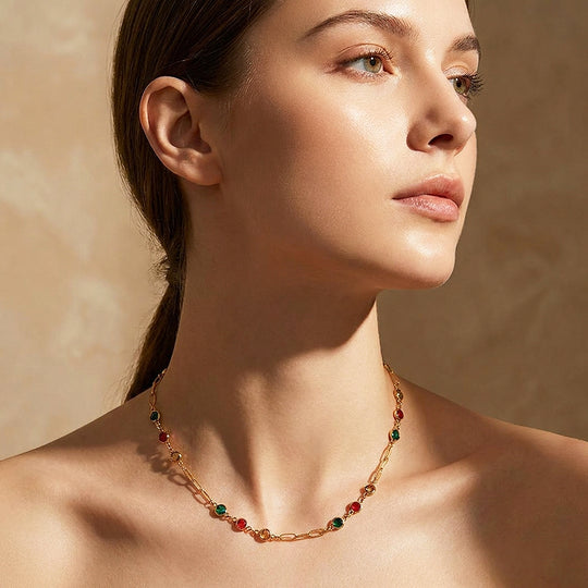 Multicolour Bezel Station Necklace | Luxe4535