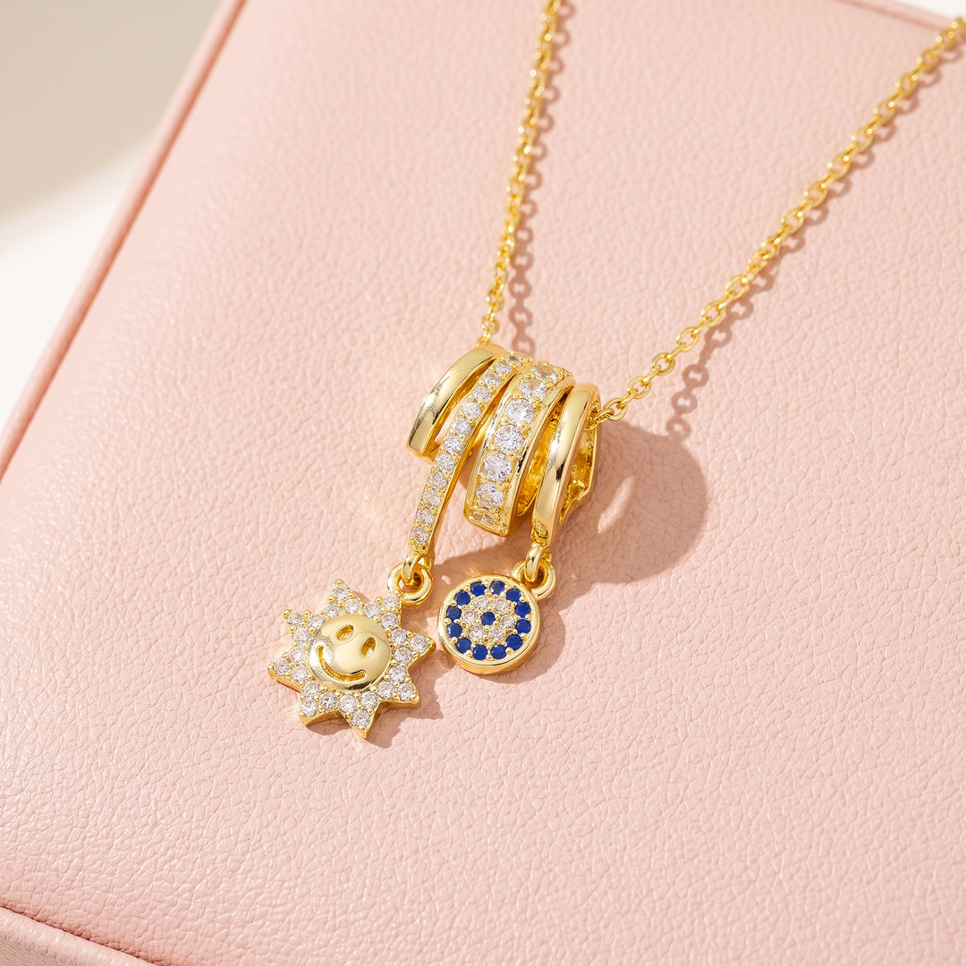 Smiley Sun Eye Charm Pendant Necklace | Gold | Luxe4552