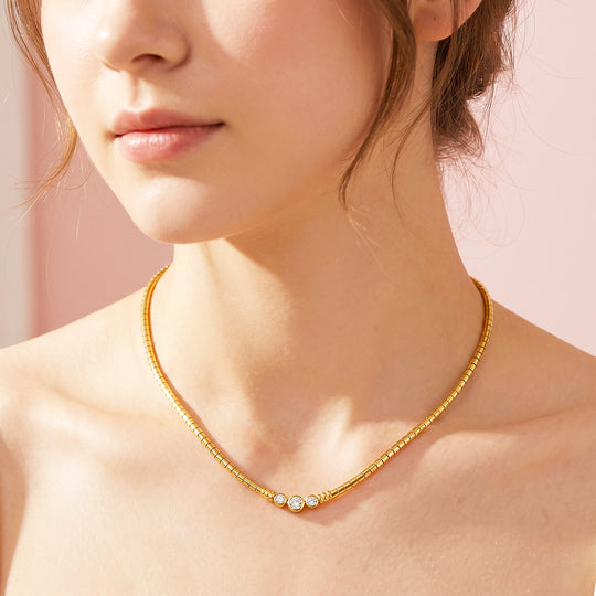 Triple Bezel Tank Chain Necklace | Luxe4556