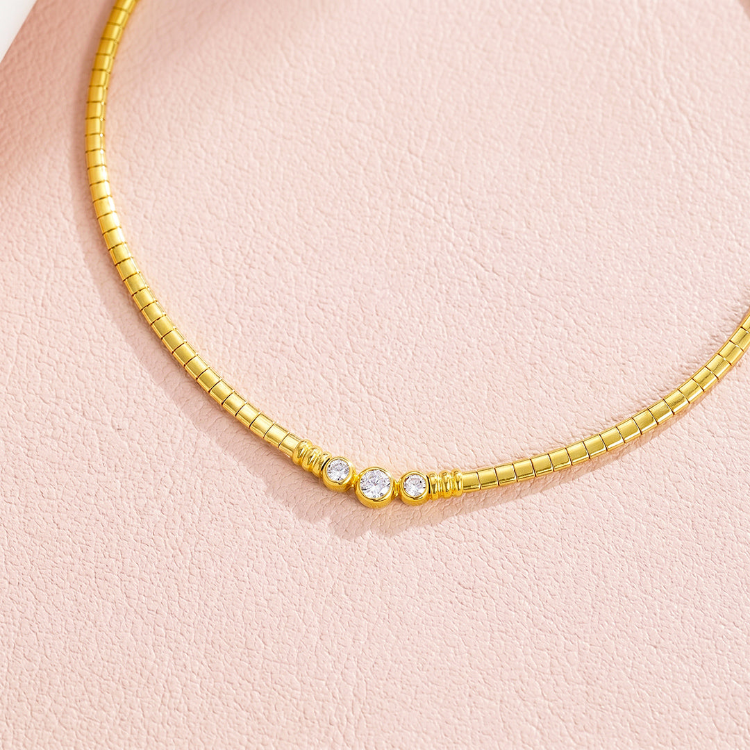 Triple Bezel Tank Chain Necklace | Luxe4556