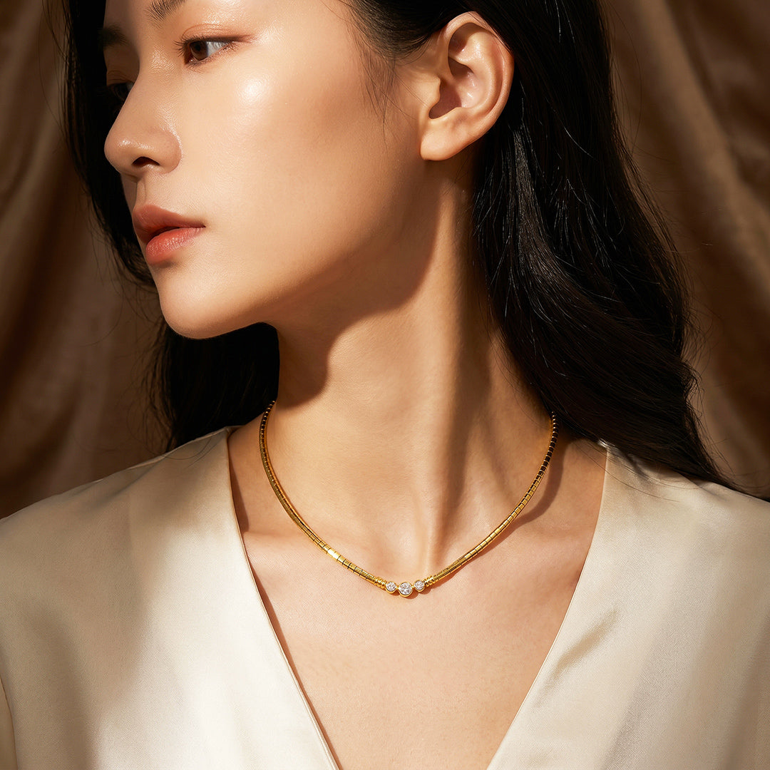 Triple Bezel Tank Chain Necklace | Luxe4556