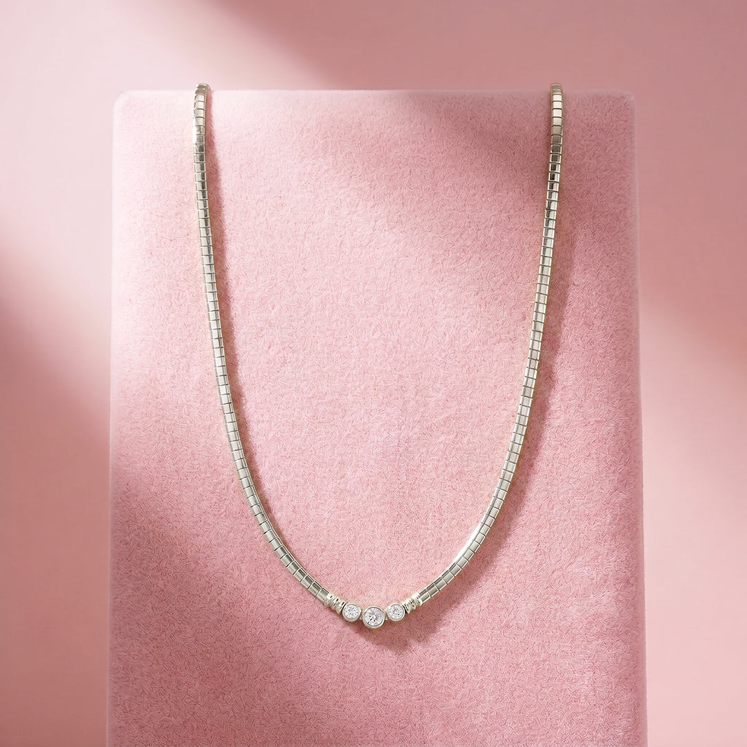 Triple Bezel Tank Chain Necklace | Luxe4556