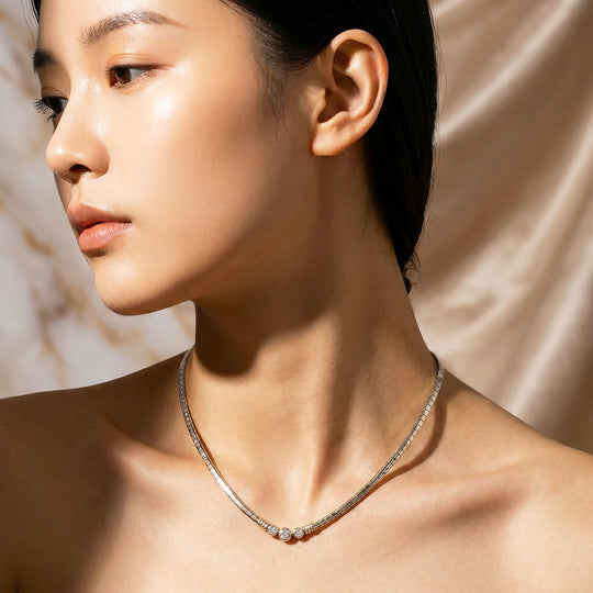 Triple Bezel Tank Chain Necklace | Luxe4556
